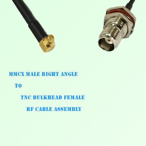 MMCX Male Right Angle to TNC Bulkhead Female RF Cable Assembly