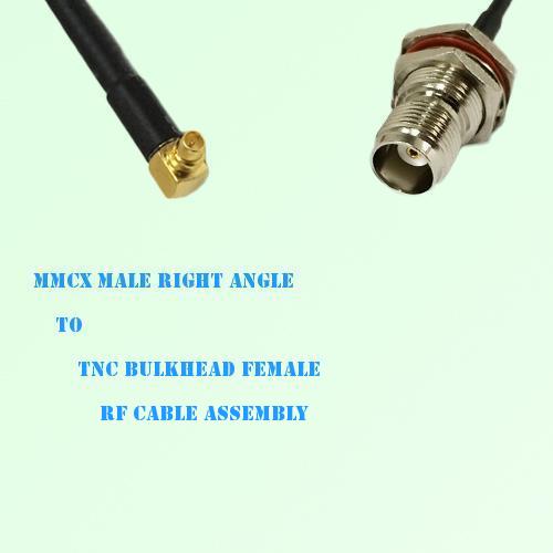 MMCX Male Right Angle to TNC Bulkhead Female RF Cable Assembly MMCX Male Right Angle to TNC Bulkhead Female RF Cable Assembly