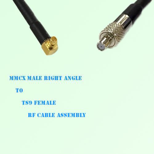 MMCX Male Right Angle to TS9 Female RF Cable Assembly