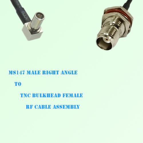 MS147 Male Right Angle to TNC Bulkhead Female RF Cable Assembly MS147 Male Right Angle to TNC Bulkhead Female RF Cable Assembly