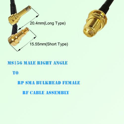 MS156 Male Right Angle to RP SMA Bulkhead Female RF Cable Assembly MS156 Male Right Angle to RP SMA Bulkhead Female RF Cable Assembly