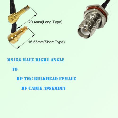 MS156 Male Right Angle to RP TNC Bulkhead Female RF Cable Assembly MS156 Male Right Angle to RP TNC Bulkhead Female RF Cable Assembly