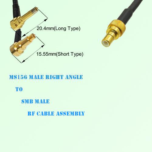 MS156 Male Right Angle to SMB Male RF Cable Assembly