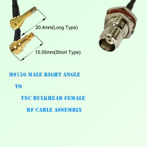MS156 Male Right Angle to TNC Bulkhead Female RF Cable Assembly MS156 Male Right Angle to TNC Bulkhead Female RF Cable Assembly