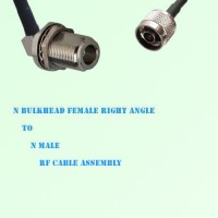 N Bulkhead Female Right Angle to N Male RF Cable Assembly