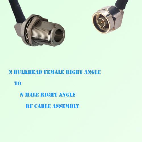 N Bulkhead Female Right Angle to N Male Right Angle RF Cable Assembly