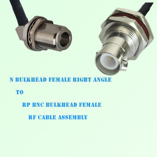 N Bulkhead Female R/A to RP BNC Bulkhead Female RF Cable Assembly