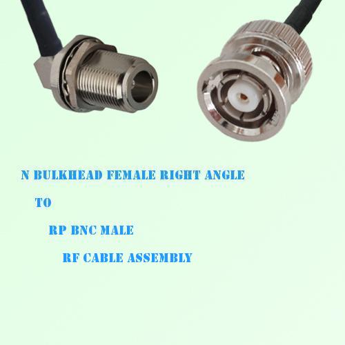 N Bulkhead Female Right Angle to RP BNC Male RF Cable Assembly