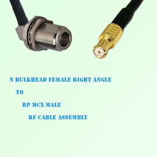N Bulkhead Female Right Angle to RP MCX Male RF Cable Assembly