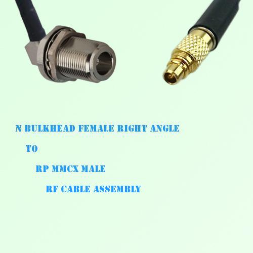 N Bulkhead Female Right Angle to RP MMCX Male RF Cable Assembly N Bulkhead Female Right Angle to RP MMCX Male RF Cable Assembly