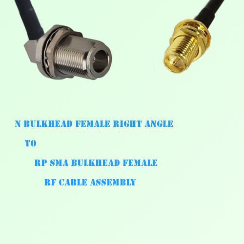 N Bulkhead Female R/A to RP SMA Bulkhead Female RF Cable Assembly
