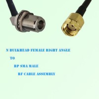 N Bulkhead Female Right Angle to RP SMA Male RF Cable Assembly