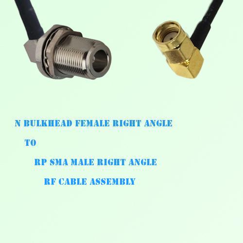 N Bulkhead Female R/A to RP SMA Male R/A RF Cable Assembly