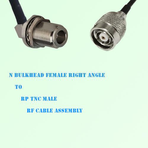 N Bulkhead Female Right Angle to RP TNC Male RF Cable Assembly