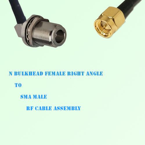 N Bulkhead Female Right Angle to SMA Male RF Cable Assembly