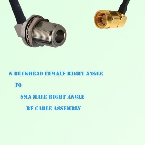 N Bulkhead Female R/A to SMA Male R/A RF Cable Assembly