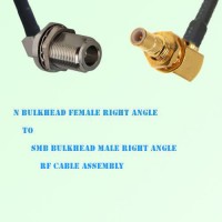 N Bulkhead Female R/A to SMB Bulkhead Male R/A RF Cable Assembly