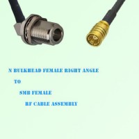 N Bulkhead Female Right Angle to SMB Female RF Cable Assembly