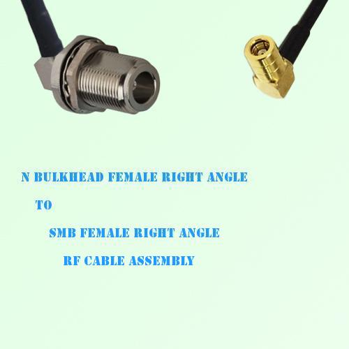 N Bulkhead Female R/A to SMB Female R/A RF Cable Assembly