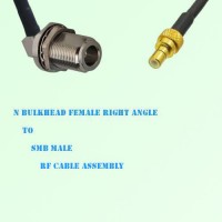 N Bulkhead Female Right Angle to SMB Male RF Cable Assembly