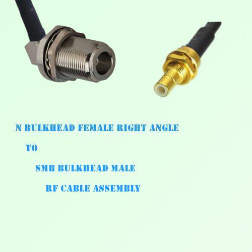 N Bulkhead Female Right Angle to SMB Bulkhead Male RF Cable Assembly