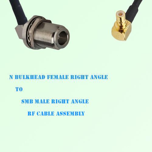 N Bulkhead Female R/A to SMB Male R/A RF Cable Assembly