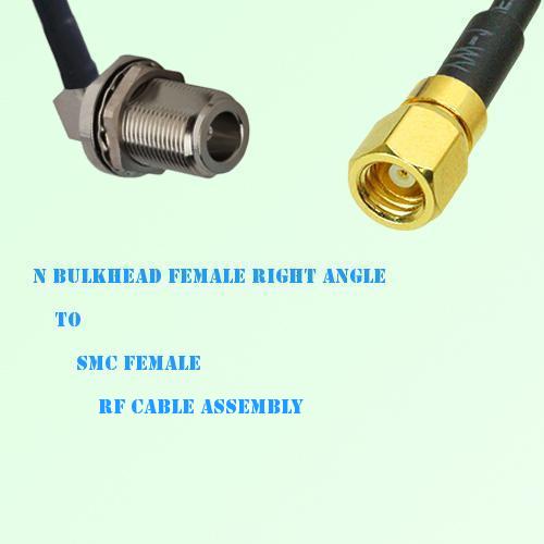 N Bulkhead Female Right Angle to SMC Female RF Cable Assembly