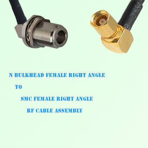 N Bulkhead Female R/A to SMC Female R/A RF Cable Assembly