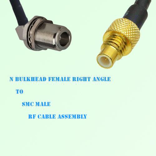 N Bulkhead Female Right Angle to SMC Male RF Cable Assembly