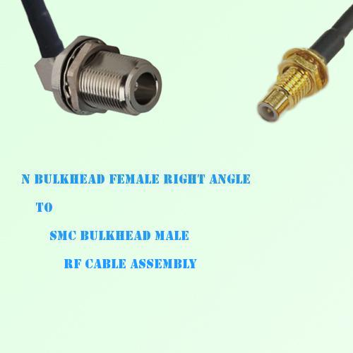 N Bulkhead Female Right Angle to SMC Bulkhead Male RF Cable Assembly