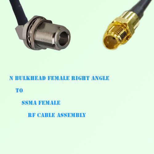 N Bulkhead Female Right Angle to SSMA Female RF Cable Assembly