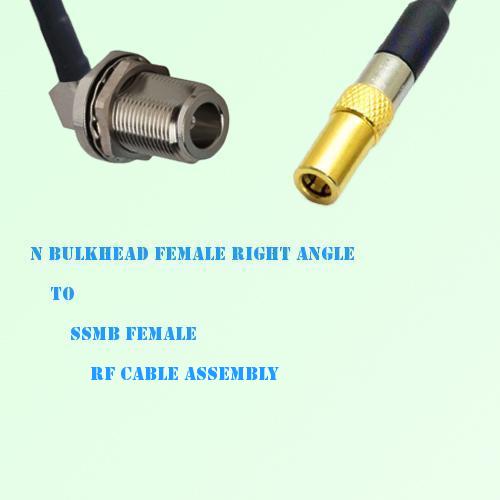 N Bulkhead Female Right Angle to SSMB Female RF Cable Assembly