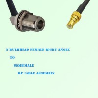 N Bulkhead Female Right Angle to SSMB Male RF Cable Assembly