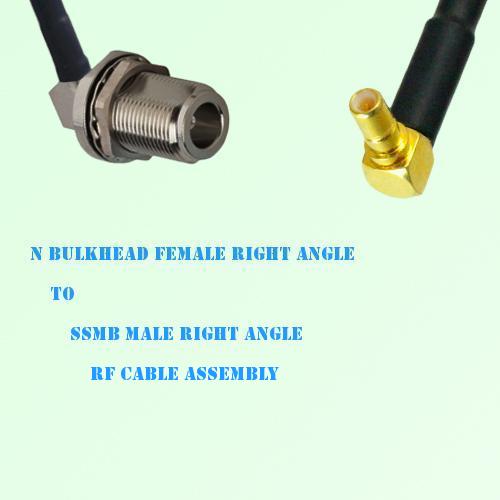 N Bulkhead Female R/A to SSMB Male R/A RF Cable Assembly
