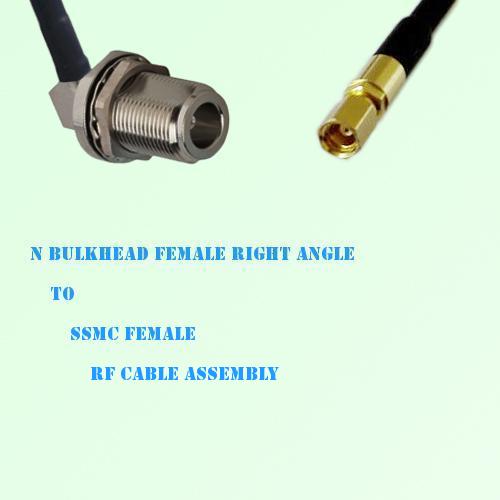 N Bulkhead Female Right Angle to SSMC Female RF Cable Assembly