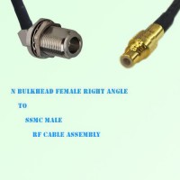 N Bulkhead Female Right Angle to SSMC Male RF Cable Assembly