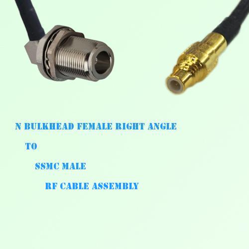 N Bulkhead Female Right Angle to SSMC Male RF Cable Assembly
