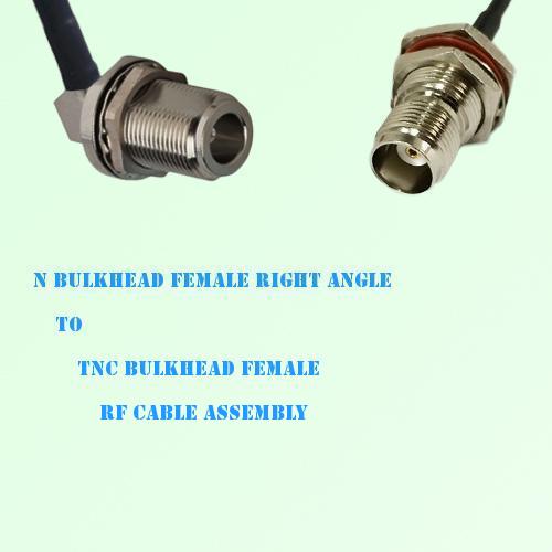 N Bulkhead Female Right Angle to TNC Bulkhead Female RF Cable Assembly N Bulkhead Female Right Angle to TNC Bulkhead Female RF Cable Assembly
