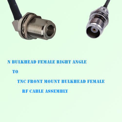 N Bulkhead Female R/A to TNC Front Mount Bulkhead Female RF Cable