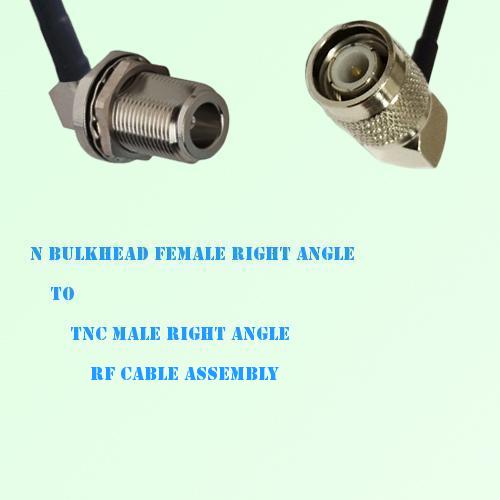 N Bulkhead Female R/A to TNC Male R/A RF Cable Assembly