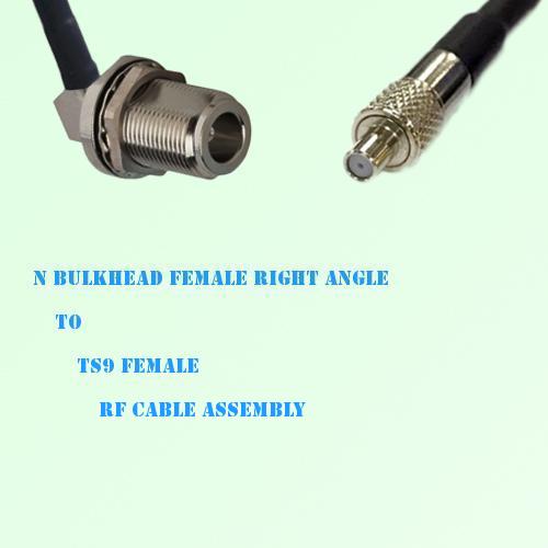 N Bulkhead Female Right Angle to TS9 Female RF Cable Assembly