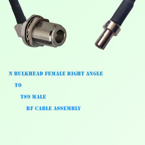 N Bulkhead Female Right Angle to TS9 Male RF Cable Assembly
