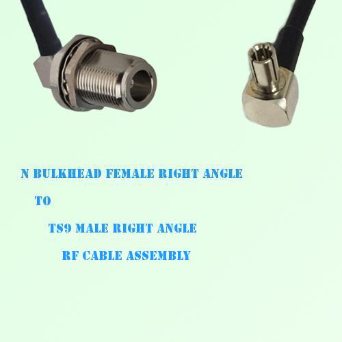 N Bulkhead Female R/A to TS9 Male R/A RF Cable Assembly