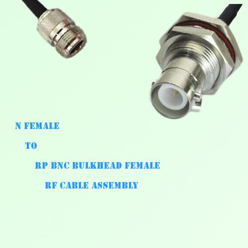 N Female to RP BNC Bulkhead Female RF Cable Assembly