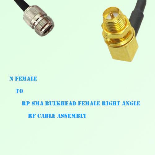 N Female to RP SMA Bulkhead Female Right Angle RF Cable Assembly N Female to RP SMA Bulkhead Female Right Angle RF Cable Assembly