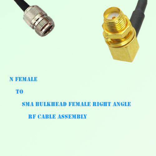 N Female to SMA Bulkhead Female Right Angle RF Cable Assembly