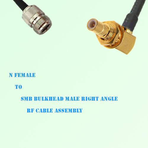N Female to SMB Bulkhead Male Right Angle RF Cable Assembly