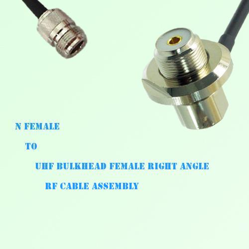N Female to UHF Bulkhead Female Right Angle RF Cable Assembly