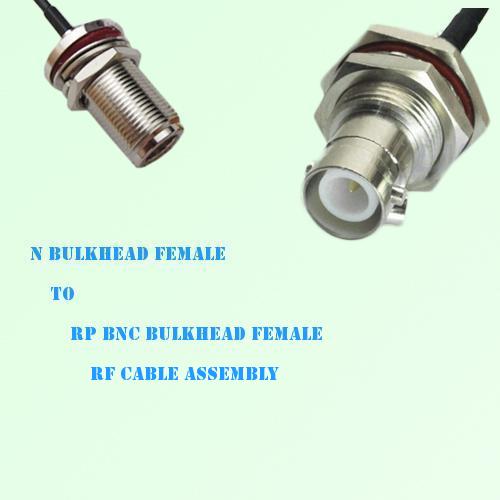 N Bulkhead Female to RP BNC Bulkhead Female RF Cable Assembly