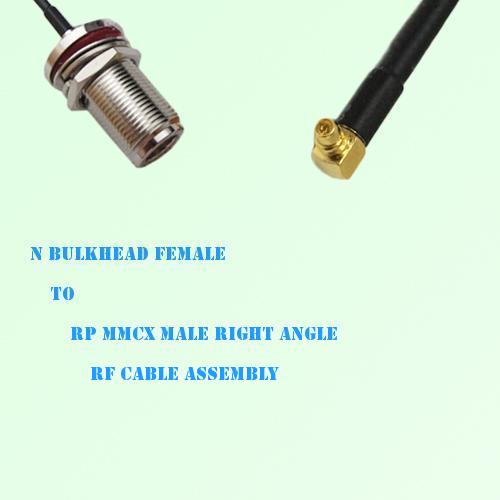 N Bulkhead Female to RP MMCX Male Right Angle RF Cable Assembly N Bulkhead Female to RP MMCX Male Right Angle RF Cable Assembly
